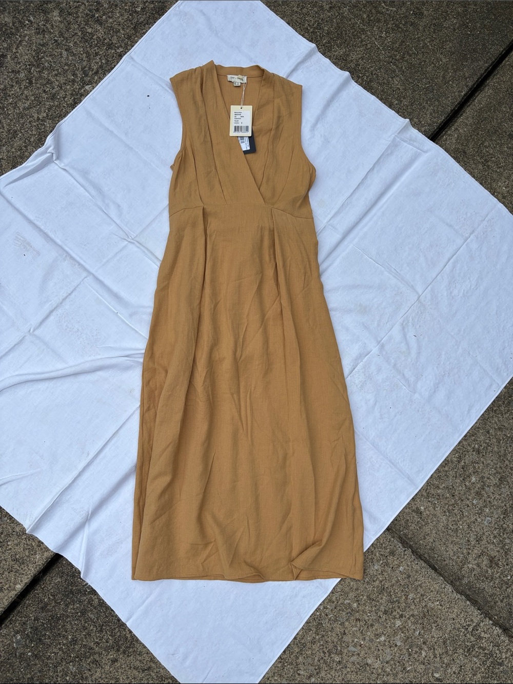 Sleeveless V-Neck Maxi Dress in Camel by